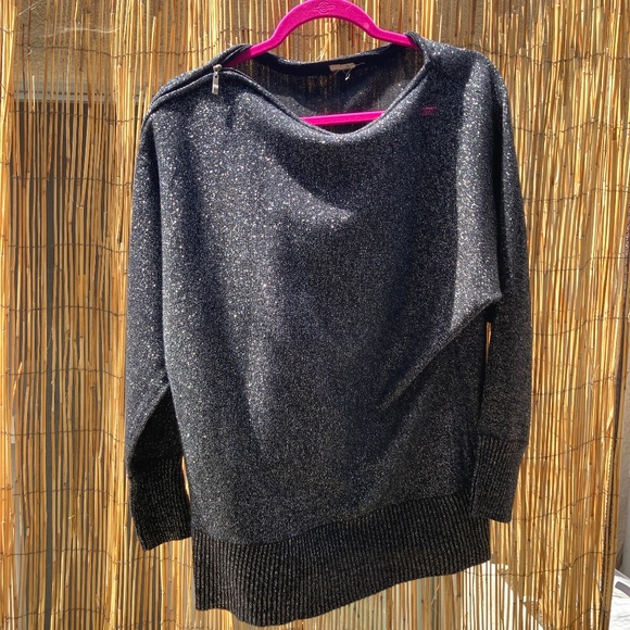 Vinage Zipper Collar Black Metallic Sweater - Picture 1 of 9